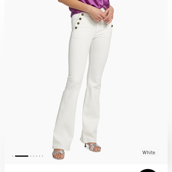 Ramy Brook Helena flare high-rise white jeans. - Picture 7 of 12